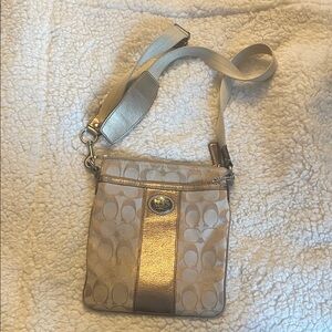 Coach Gold and Cream Crossbody Bag